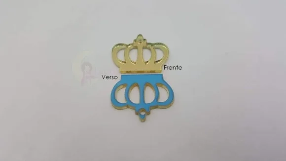 Aplique Coroa Acrílico Espelhado Dourado de 2cm Pct,10 Uni