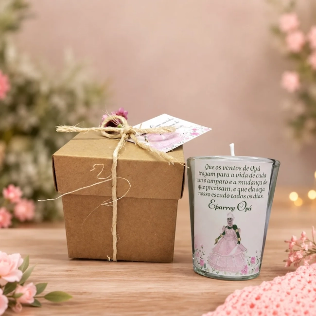 35 Unidades Vela Aromática no Copo Personalizada Oyá Iansã. Fazemos qualquer tema