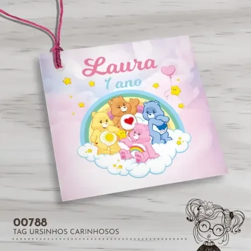 Tag Quadrada Ursinhos Carinhosos - 00788