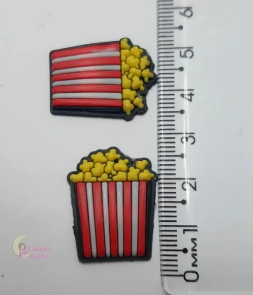 Apliques Batatas e Pipoca de borracha - pct c/9 unidades