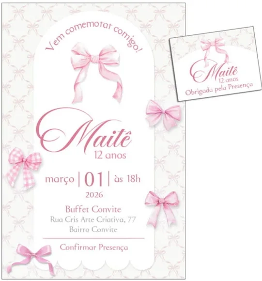 Convite Digital C/tag Menina Coquette 4