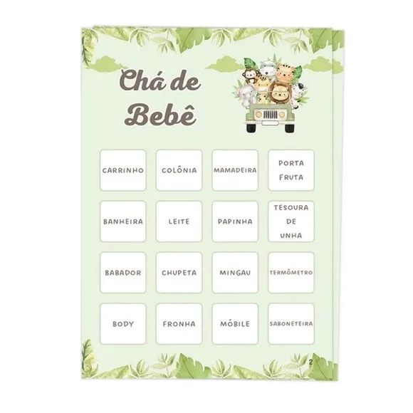 Bingo para Chá de Bebê + Lápis + Fichas
