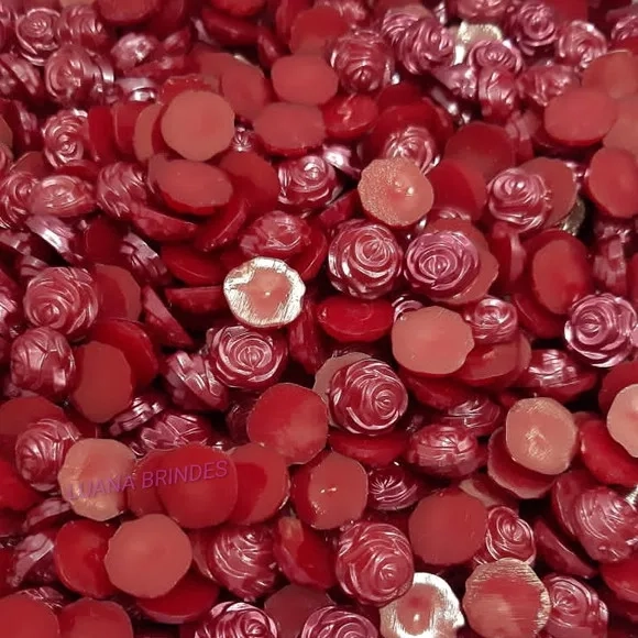 Meia Pérola Flor Vinho - 12mm - pct c/ 100 unidades