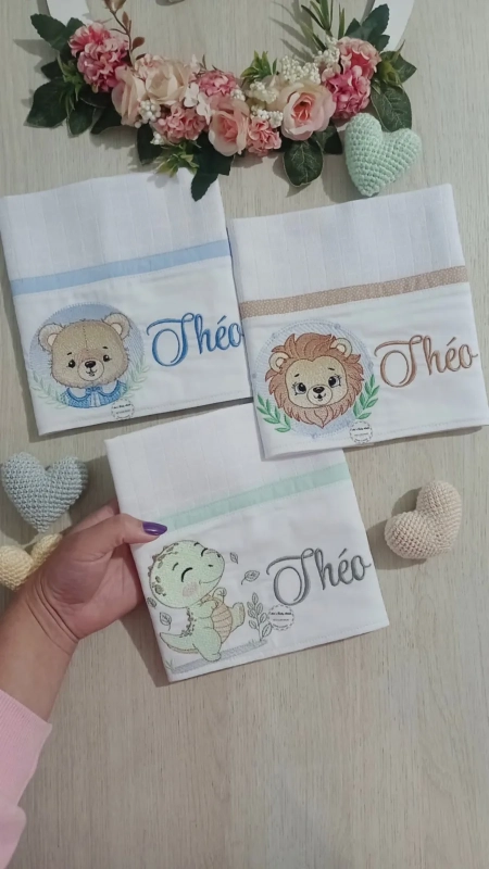 Kit Fraldas Personalizadas com Nome Bordado para Bebê – Enxoval Completo com Fraldas de Boca