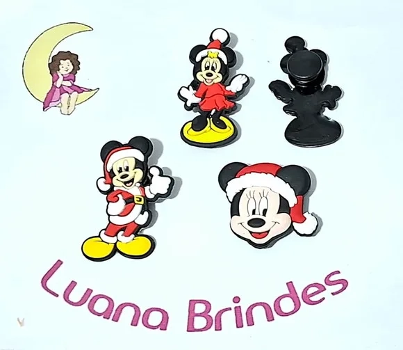 Pins de Crocs Mickey e Minnie Natal Pacote com 6 Unidades