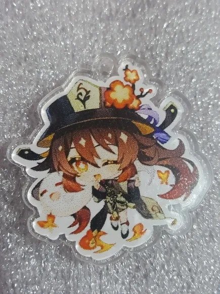 Pingente de Anime de Acrílico 3,5cm Adesivado Pct C/5 Peças