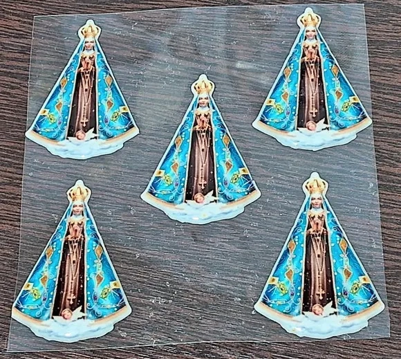 Aplique Nossa Senhora Adesivo Resinado 1 Cartela C/5 Unid.