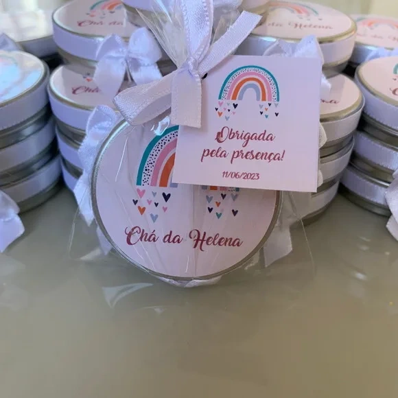 Lembrança Maternidade Vela Aromática Arco Iris Boho