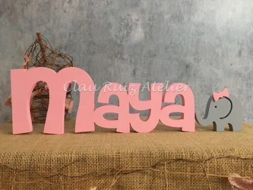 Letras de MDF -Nomes Linha CH + Elefantinha