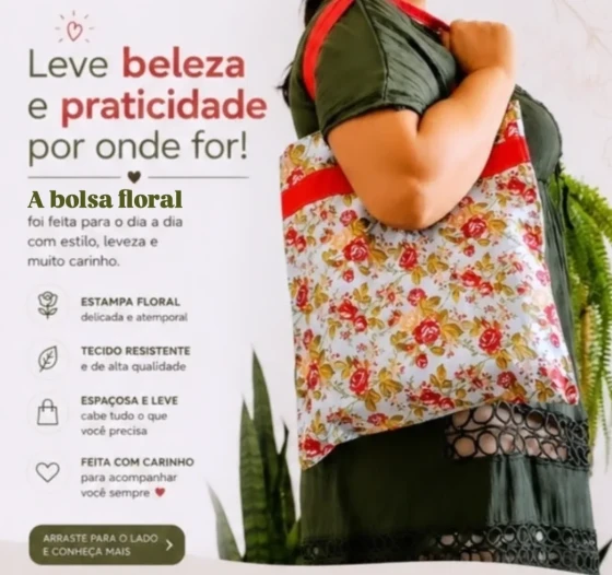Bolsa de Tecido - Rosas