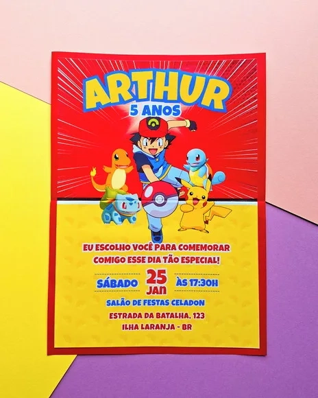 Convite de Aniversário Infantil Pokemon