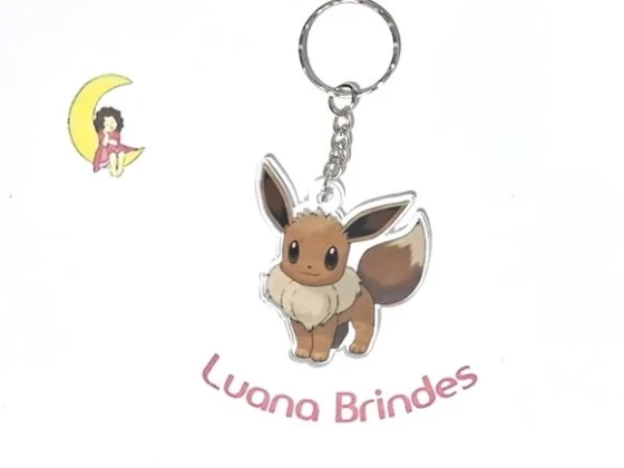 Chaveiro Pokémon Eevee Acrilico Impresso 5 Unidades