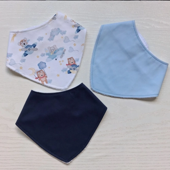 Kit 3 Babadores Bandana Premium para bebê - Bichinhos Aviadores
