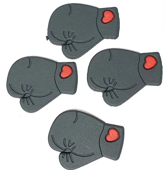 Aplique Luva de Boxe Vermelho e Preto 6 Unidades