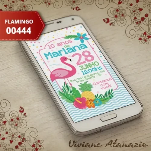 Convite Digital Flamingo - 00444