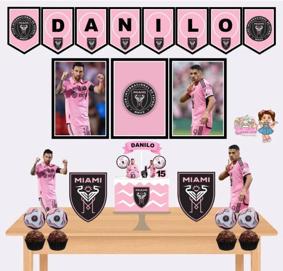 Kit Festa Só Um Bolinho INTER DE MIAMI - Decoração de Festa