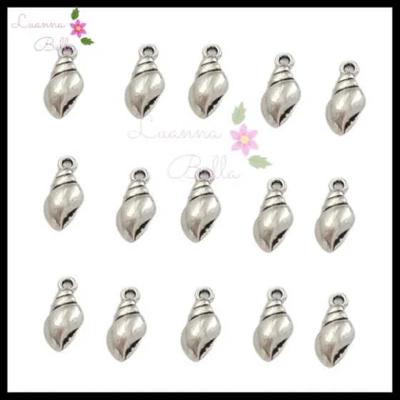 Pingente Concha Metal Prata - Pct 15 Unidades
