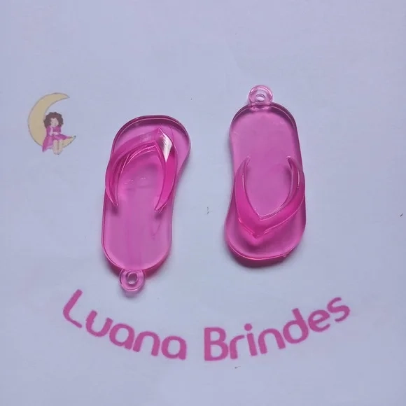 Chinelo Pingente Pink de Acrilico 5cm Pct 12 Unidades