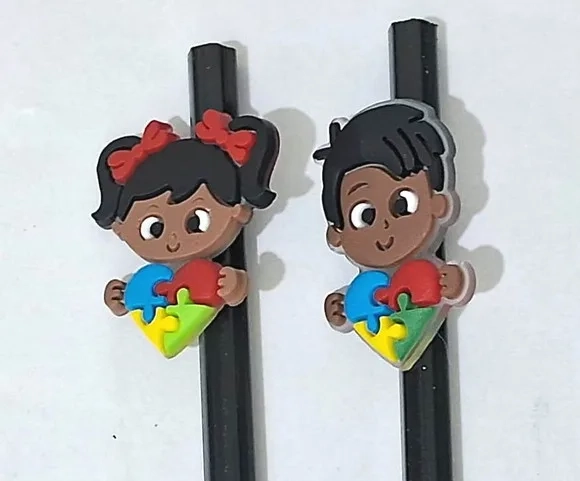 Lápis C/ponteira Menina e Menino Símbolo Autismo - 6 Unidade