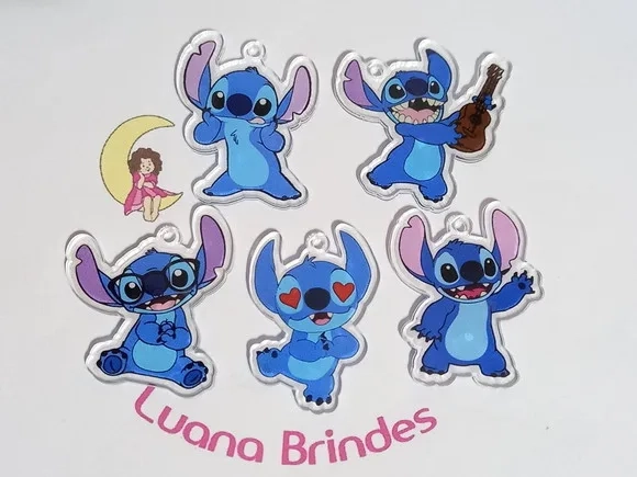 Pingente Stitch de Acrílico Adesivado 4cm - 1 Peça