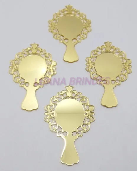 Aplique Espelho em Acrílico Espelhado Dourado - 8cm