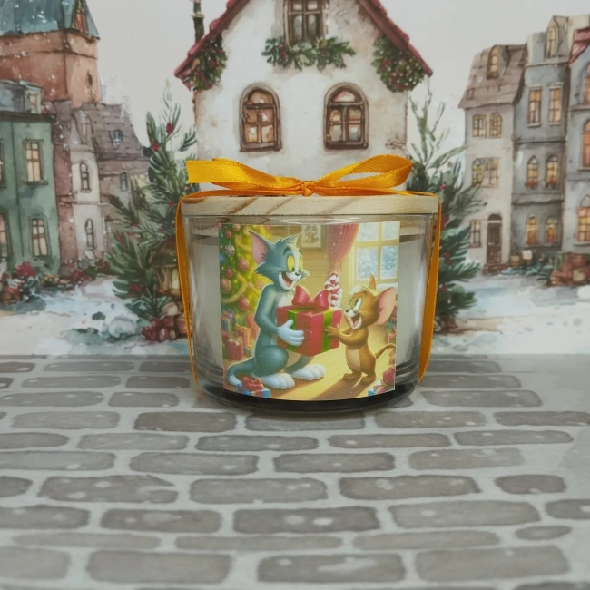 Vela Aromática no Copo Personalizada Natal Tom e Jerry - Trabalhamos com outros temas - Informar  tema no chat