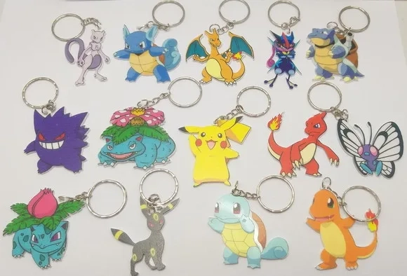 Chaveiros Pokémon Variados Acrílico Uv- Pct C/10 Unid