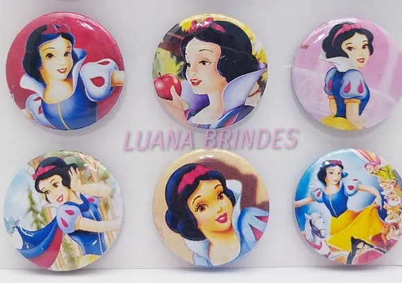 Bottons de Princesas - cartela com 6 unidades