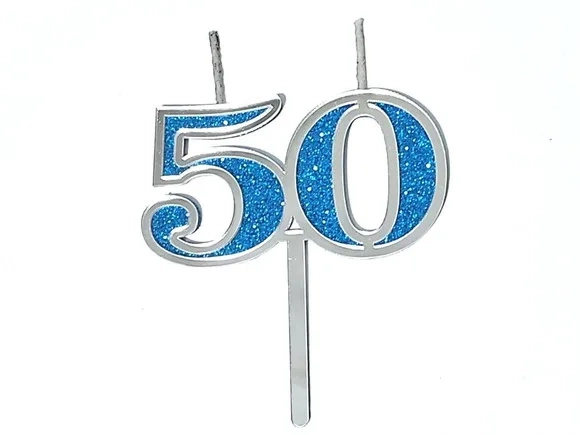 Vela 50 Anos Prata Acrílico Pavio Magico - 1 Peça
