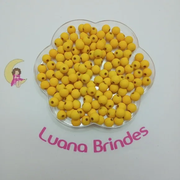 Bolinha Emborrachada Amarela 8mm Pct 100 Unidades