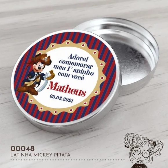 Latinha Adesivada Mickey Pirata - 00048