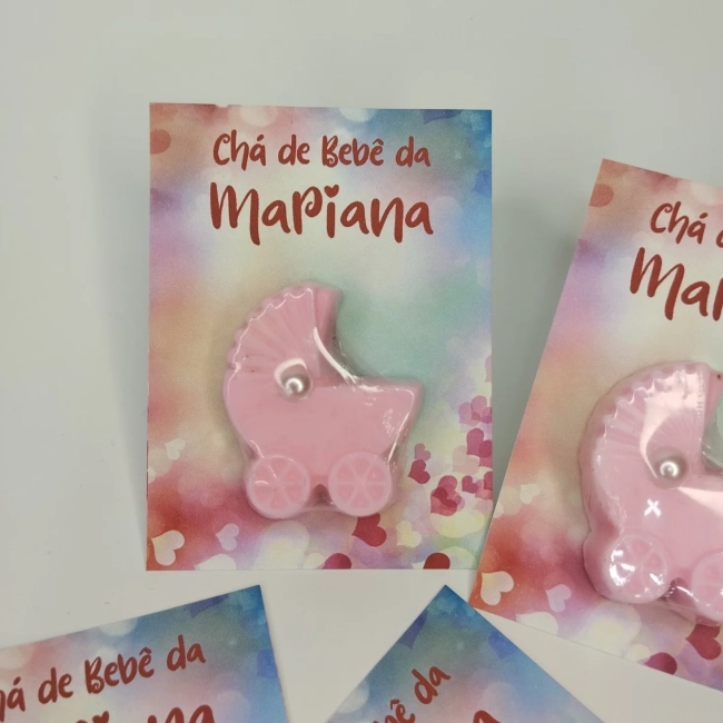 50 unidades Lembrancinhas Mini Sabonete Carrinho de Bebê Rosa Perfumado no Cartão Aniversário, Chá de Bebê, Batizado