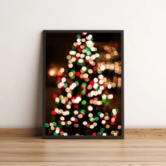 Quadro Decorativo Árvore de Natal Luzes Coloridas 2284