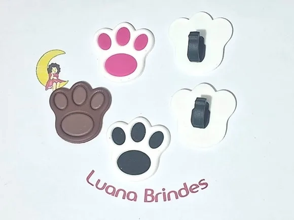 Pins para Cadarço Patinha Urso Emborrachado Pacote com 6 Uni