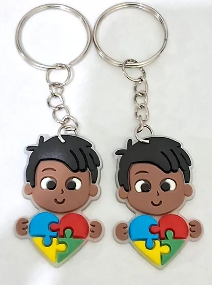 Chaveiro Menina e Menino Símbolo Autismo - 6 Unidade
