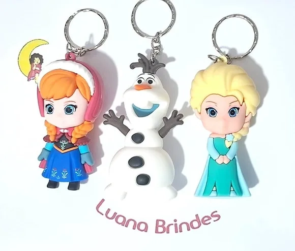 Chaveiro Frozen 3d Emborrachado 6,5cm Pacote com 3 Unidades