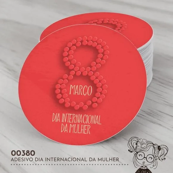 Adesivo Redondo Dia Internacional da Mulher - 00380