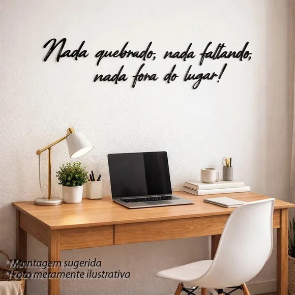 Frase Decorativa Nada Quebrado Shalom 3d mdf Preto