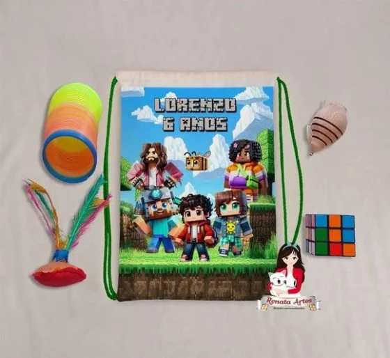 Mochila Brinquedos Retrô Tema Minecraft Filme