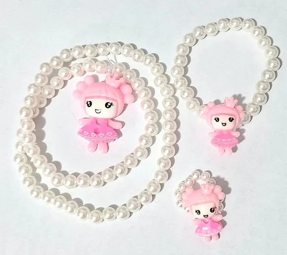 Kit Colar Anel e Pulseira Infantil Princesa