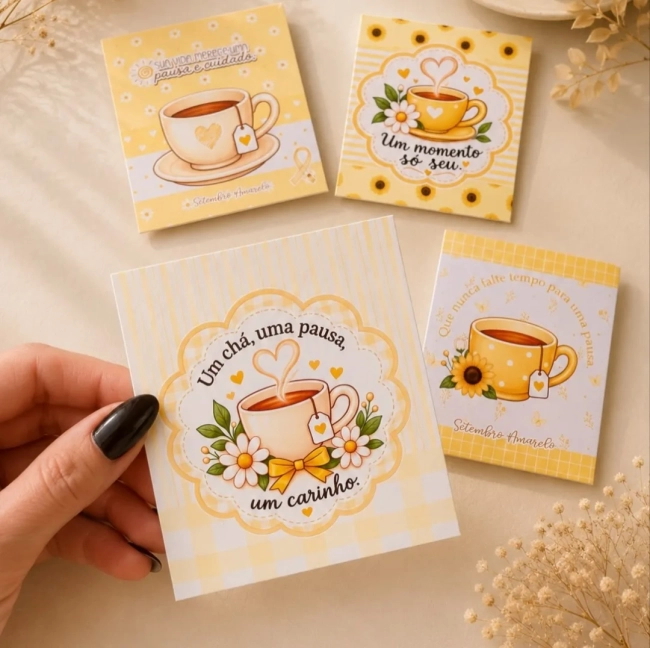 Embalagem para Chá Setembro Amarelo - Não Acompanha Chá