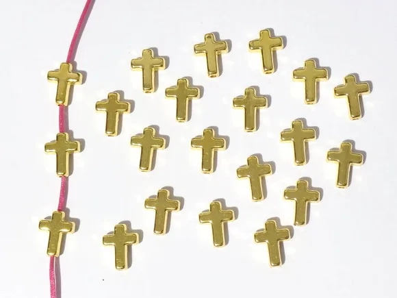 Cruz com Furo Passante Dourado e Prata Abs - 50 Unidades