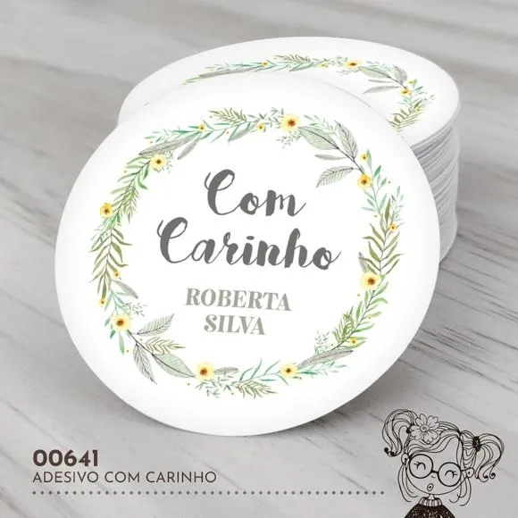 Adesivo Redondo com Carinho - 00641
