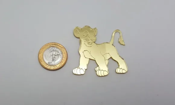 Aplique Do Rei Leão Em Acrílico Espelhado De 4,9cm - 4 Peças