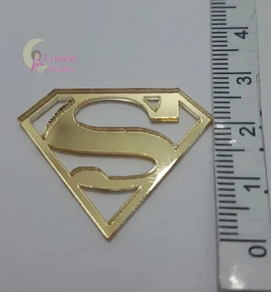 Aplique Símbolo Superman Acrílico Espelhado Dour-pct C/6 Uni