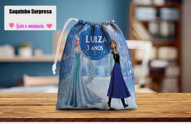 Saquinho Supresa para lembrancinhas da Frozen Ana e Elsa