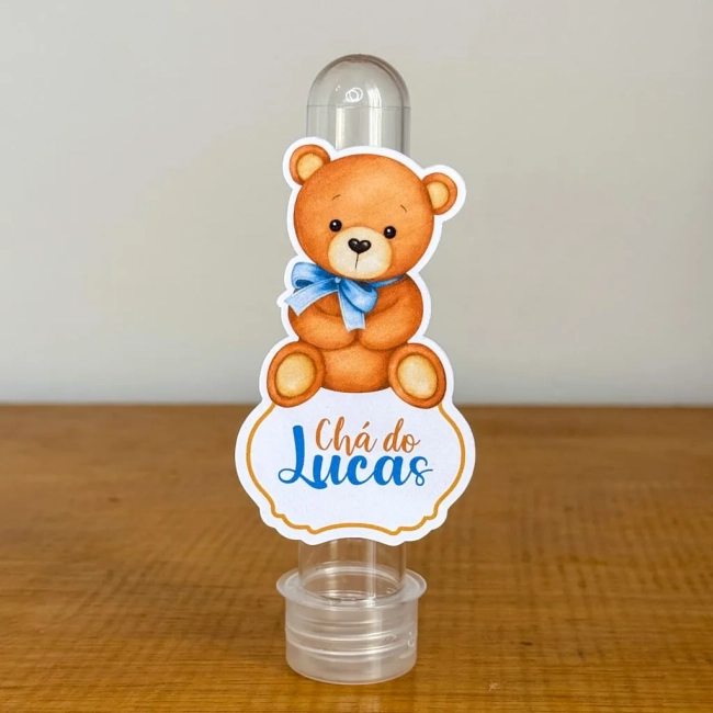 Apliques para Tubetes Personalizados CHA DE BEBE URSINHO AZUL - Decoração de Festa | Lembrancinhas | Aniversário | Personalizados