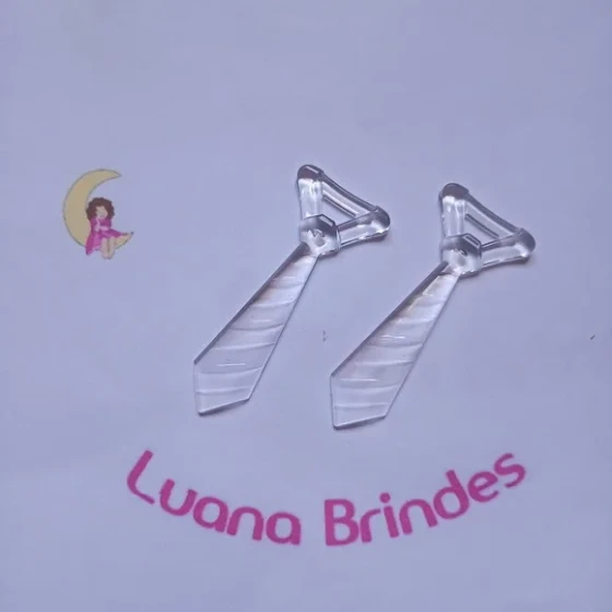 Pingente Gravatinha Transparente 5cm Pct 35 Unidades