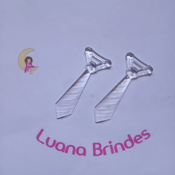 Pingente Gravatinha Transparente 5cm Pct 35 Unidades