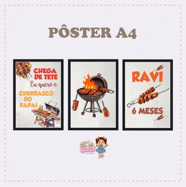 Kit Festa Só Um Bolinho CHURRASCO - Decoração de Festa
